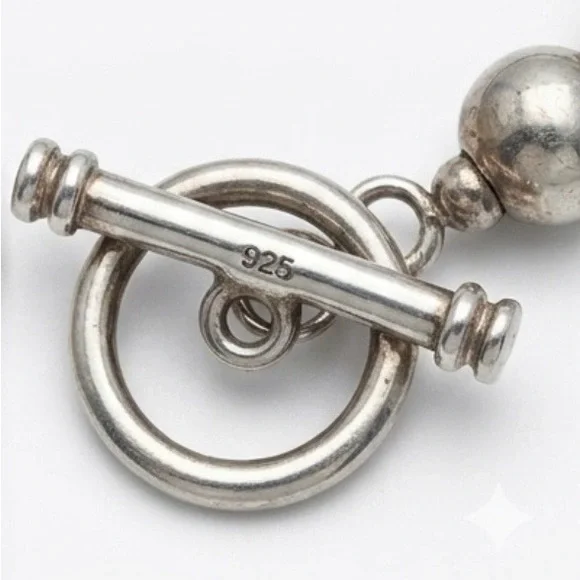 Silpada Retired B0059 925 Sterling Silver Ball Bead Toggle Bracelet - Picture 2 of 8